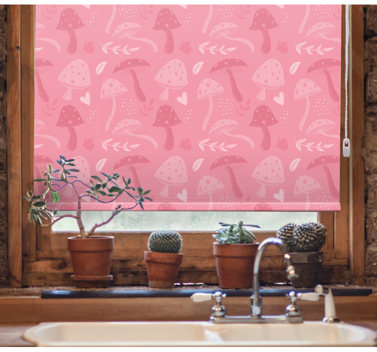 Rollo Fenster Blumen rosa bezaubernde pilze - TenStickers
