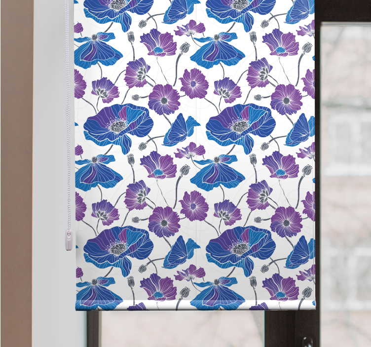 Rollo Fenster Blumen blaues und rosa muster - TenStickers