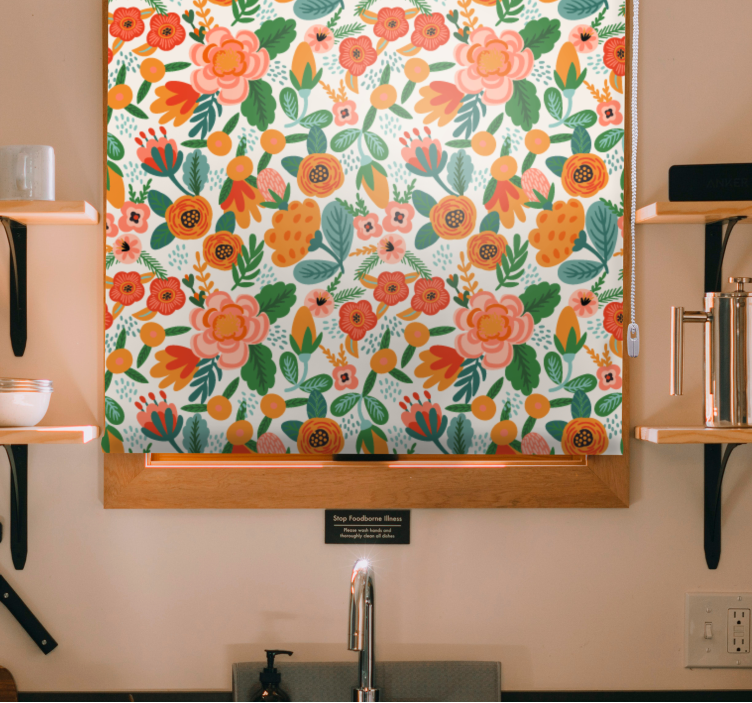 Rollo Fenster Blumen blumenarrangement-design - TenStickers