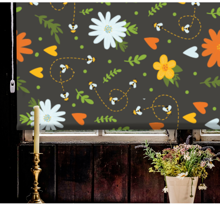 Rollo Fenster Blumen bienen muster - TenStickers