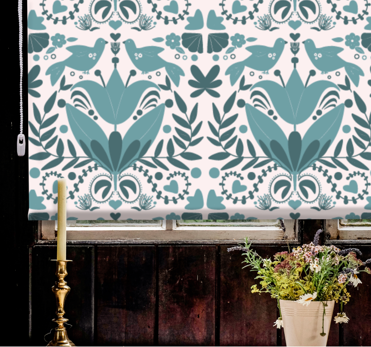 Rollo Fenster Blumen muster mit vögeln - TenStickers