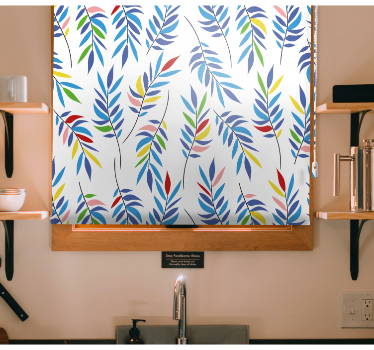 Rollo Fenster Blumen buntes blattmuster - TenStickers