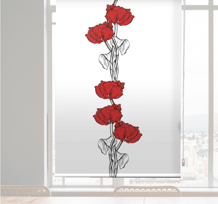 Rollo Fenster Blumen elegante rote blüten - TenStickers