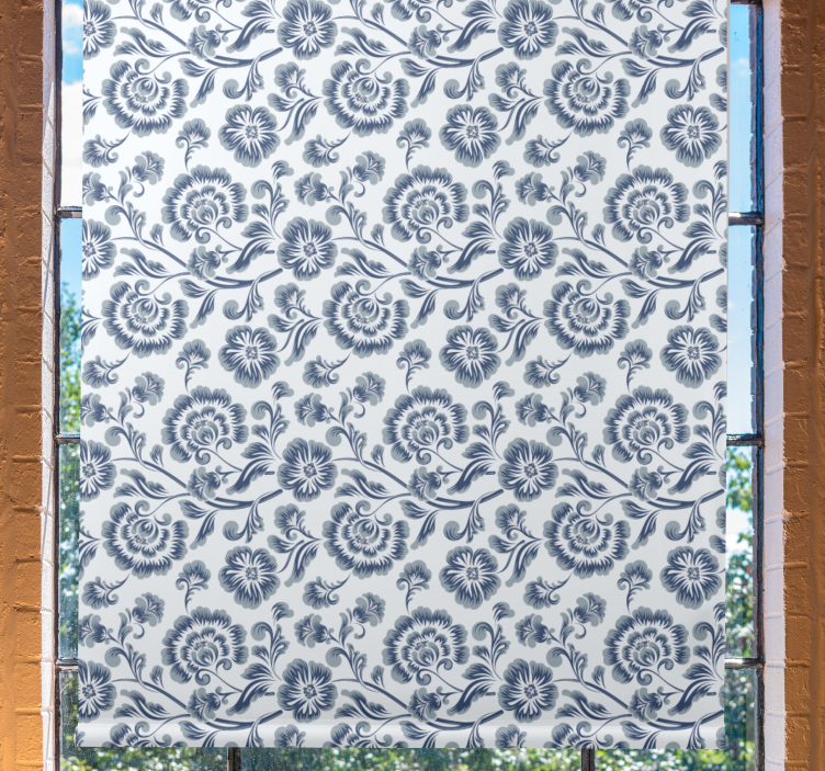 Rollo Fenster Blumen elegantes graues thema - TenStickers