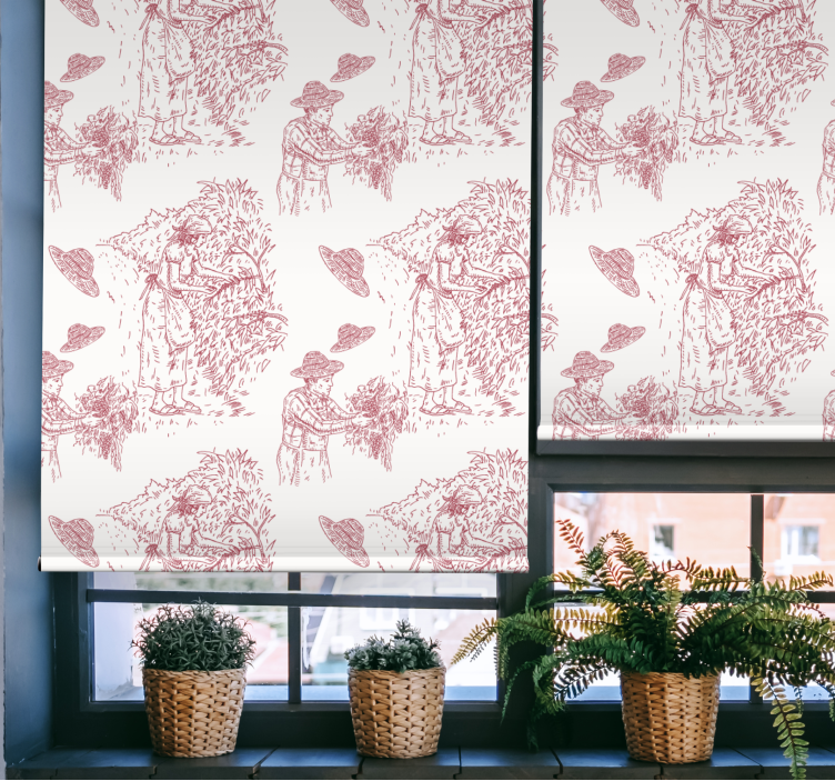 Rollo Fenster Blumen ernteszenenillustration - TenStickers