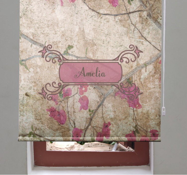 Rollo Fenster Blumen florale eleganz mit namen - TenStickers