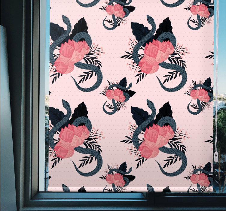 Rollo fenster blumen mit floralem schlangenmotiv - TenStickers