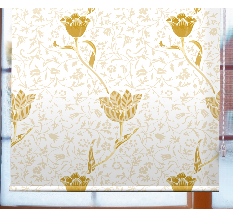 Rollo Fenster Blumen goldenes elegantes muster - TenStickers