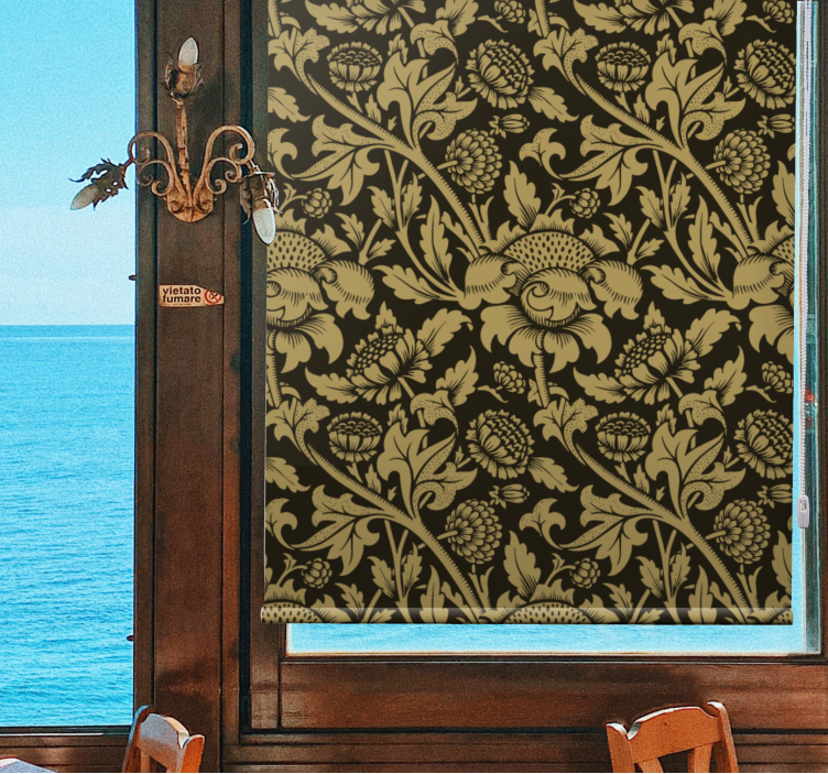 Rollo Fenster Blumen klassisches beiges muster - TenStickers