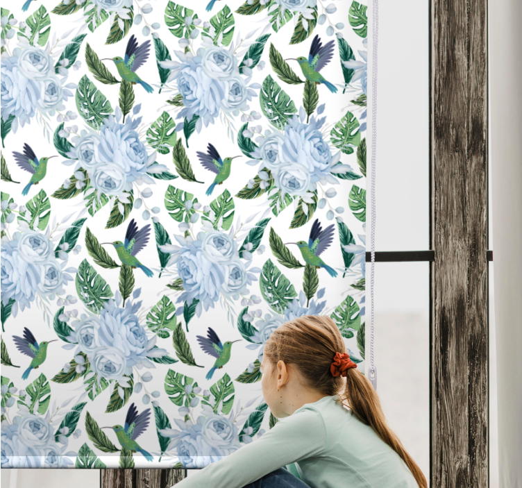 Rollo Fenster Blumen kolibris und rosen - TenStickers
