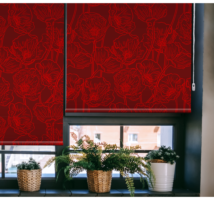 Rollo Fenster Blumen kompliziertes rotes muster - TenStickers