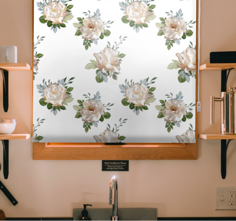 Rollo Fenster Blumen kosmopolitisches design - TenStickers