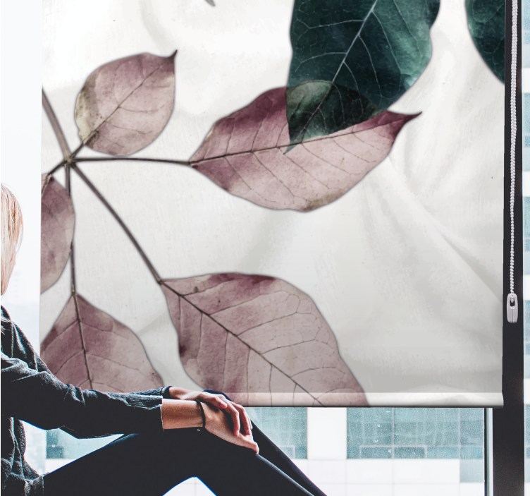 Rollo Fenster Wohnzimmer laub botanisches thema - TenStickers
