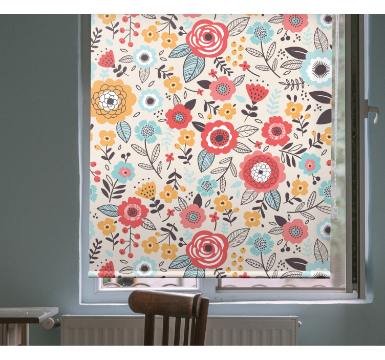 Rollo Fenster Blumen lebendiges botanisches arrangement - TenStickers