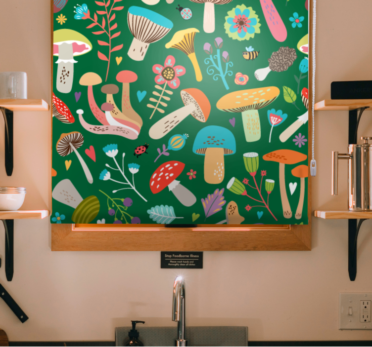 Rollo Fenster Blumen lebendiges pilzmotiv - TenStickers