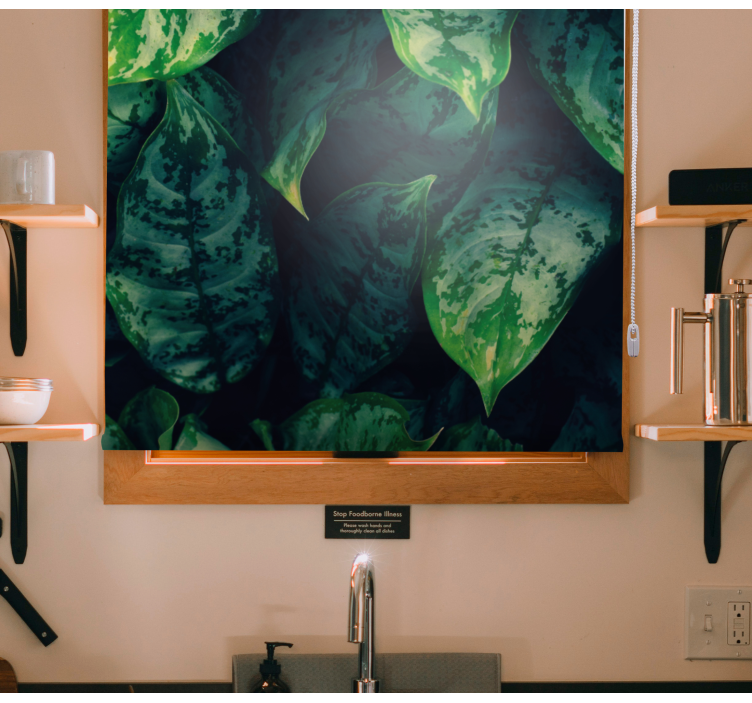 Rollo Fenster Blumen leuchtend grüne blätter - TenStickers