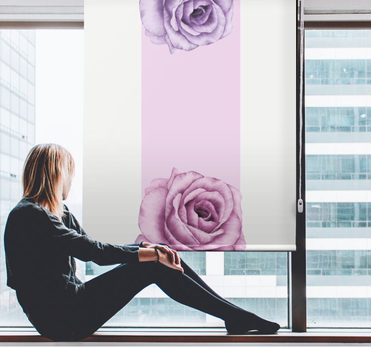 Rollo Fenster Blumen lila rosenakzent - TenStickers