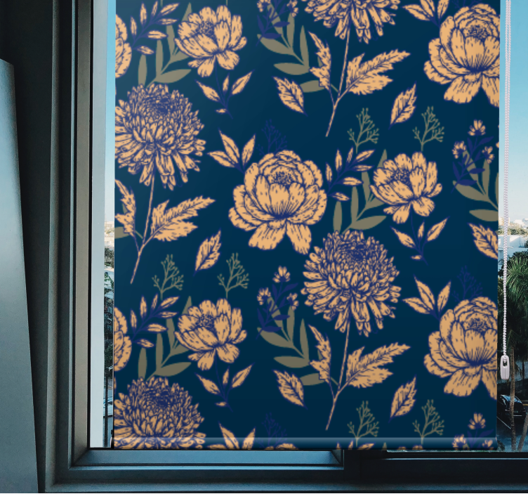 Rollo Fenster Blumen marine elegantes muster - TenStickers