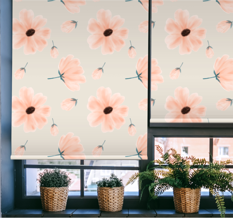 Rollo Fenster Blumen pastellfarbenes blumenmuster - TenStickers