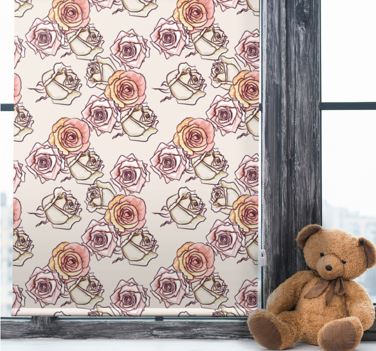 Rollo Fenster Blumen rosenillustrationsmuster - TenStickers