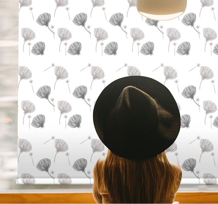 Rollo Fenster Blumen weiches graues muster - TenStickers