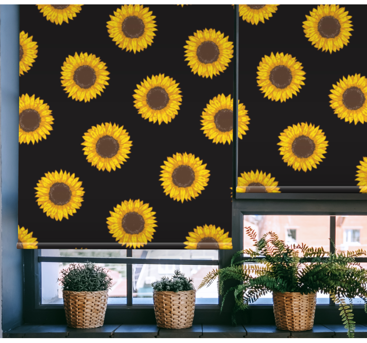 Rollo Fenster Blumen schwarze und gelbe sonnenblumen - TenStickers