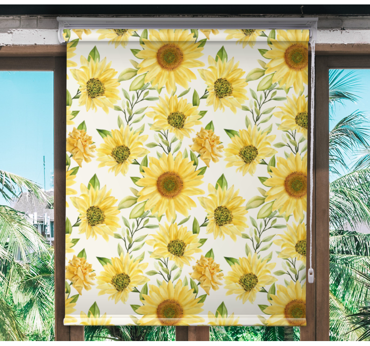Rollo Fenster Blumen sonnenblumen-botanik-arrangement - TenStickers