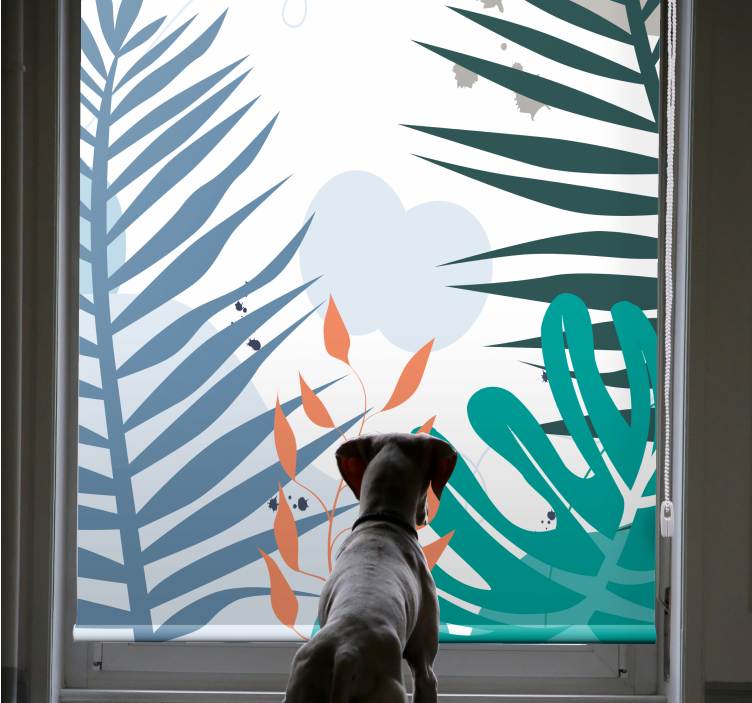 Rollo Fenster Blumen tropische große blätter - TenStickers