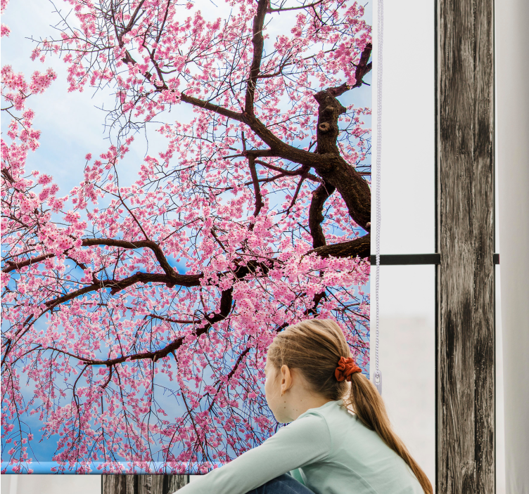 Rollo Fenster Blumen und Pflanzen sakura-gliedmaßen - TenStickers