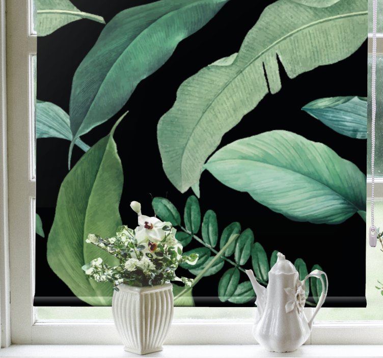 Rollo Fenster Blumen üppiges grün-design - TenStickers