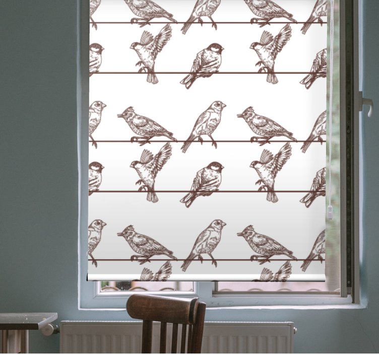 Rollo Fenster Blumen vogel auf gliedmaßen sitzend - TenStickers