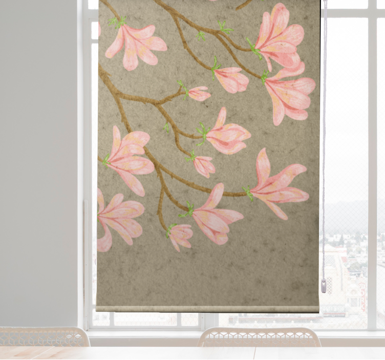 Rollo fenster blumen zarte pinke blumen - TenStickers