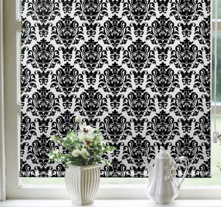 Rollo Fenster Kaktus schwarz-weißes blumenmuster - TenStickers