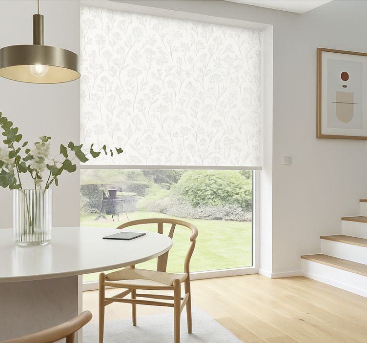 Rollo Fenster Esszimmer dünne graue blumenkunst - TenStickers