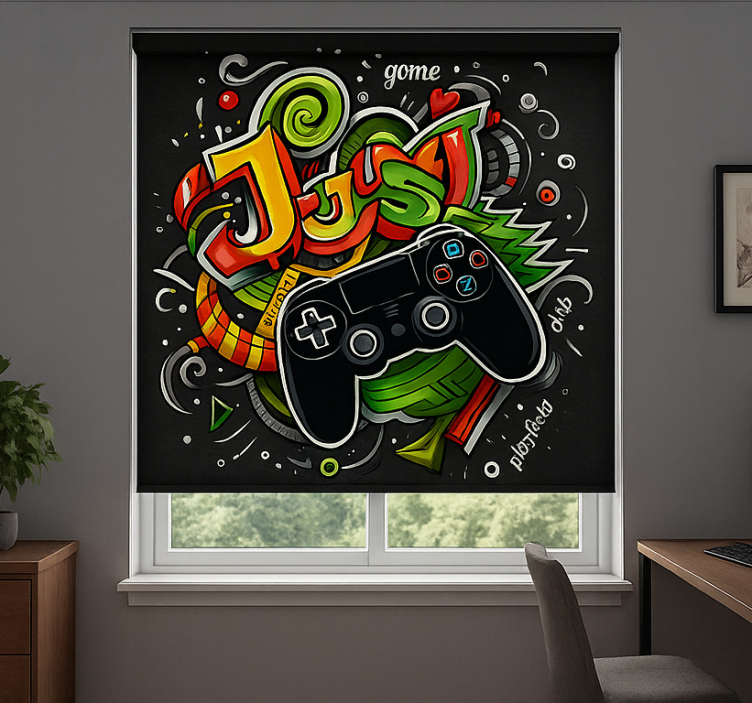 Rollo Fenster Gamer graffiti nur gamecontroller - TenStickers