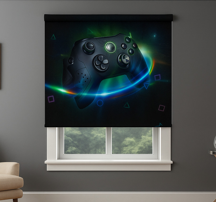 Rollo Fenster Gamer neonfarbener futuristischer gaming-controller - TenStickers