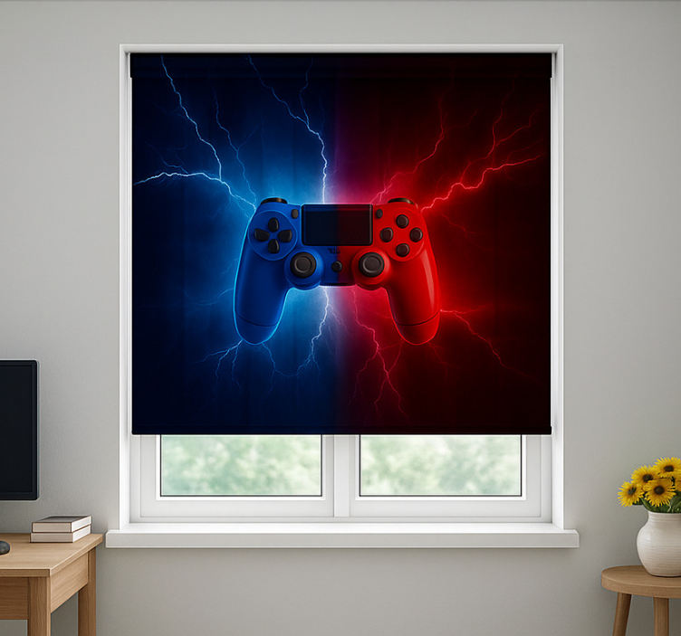 Rollo Fenster Gamer rot blau elektrischer regler - TenStickers