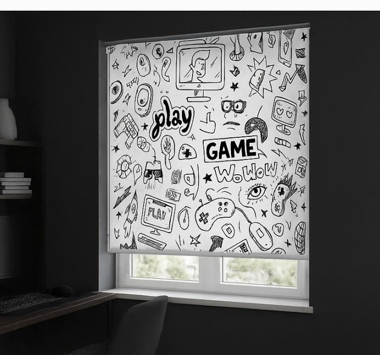 Rollo Fenster Gamer schwarz-weißes gaming-design - TenStickers