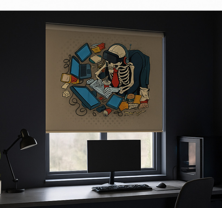 Rollo Fenster Gamer skelett Retro-Spieler - TenStickers