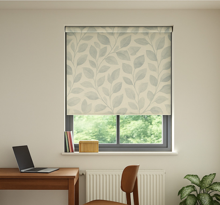 Rollo fenster home office hellblaue blume - TenStickers
