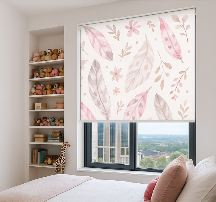 Rollo Fenster Jugendzimmer federn rosa - TenStickers