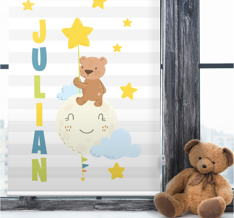 Rollo Fenster Kinderzimmer bär hält stern mit namen - TenStickers