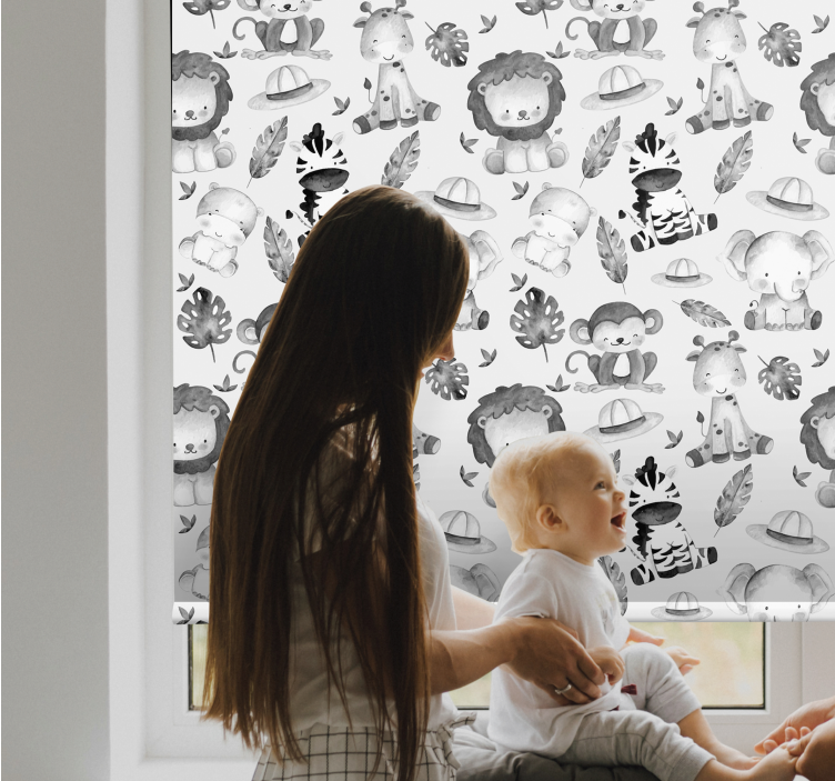 Rollo Fenster Kinderzimmer graue tierbabys - TenStickers