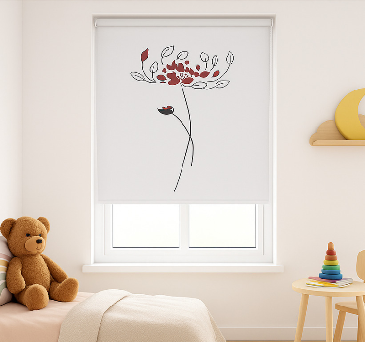 Rollo Fenster Kinderzimmer minimalistische botanische skizze - TenStickers