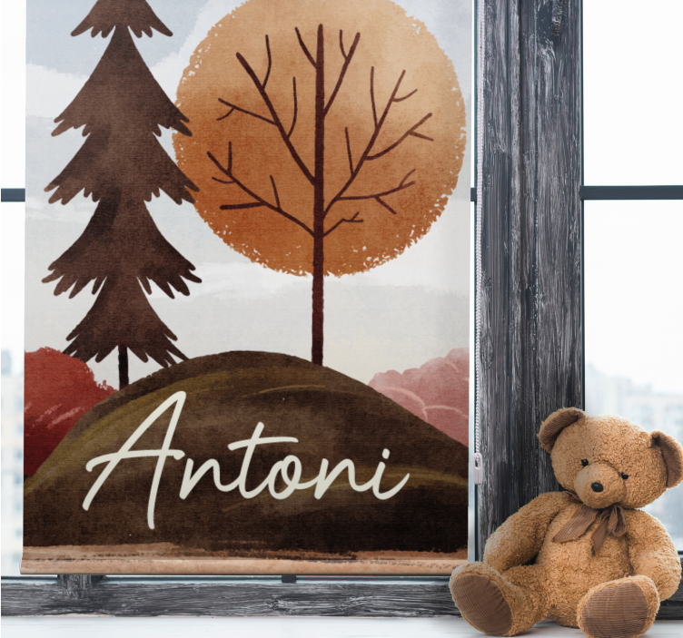 Rollo Fenster Kinderzimmer nordischer wald mit namen - TenStickers