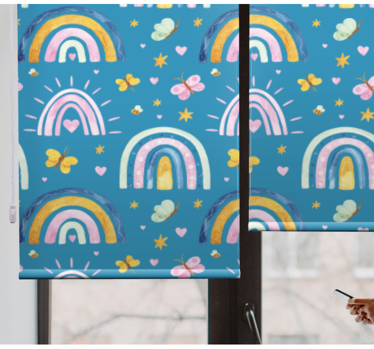 Rollo Fenster Kinderzimmer regenbogen-schmetterlings-design - TenStickers