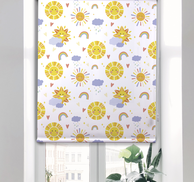 Rollo Fenster Kinderzimmer sonnige wolken und regenbögen - TenStickers