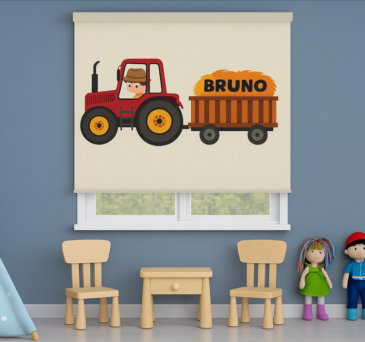 Rollo Fenster Kinderzimmer traktor-design mit namen - TenStickers