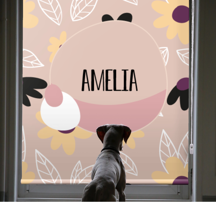 Rollo Fenster mit Namen individuelles florales namensdesign - TenStickers