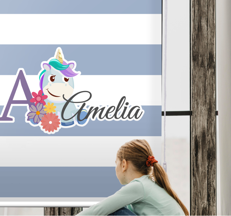 Rollo Fenster Kinderzimmer einhorn name personalisiert - TenStickers